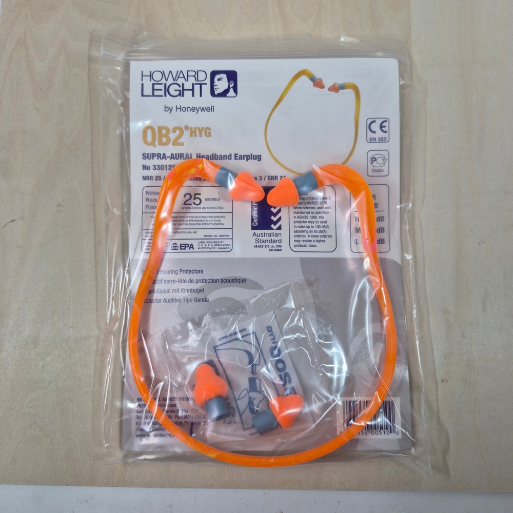 Howard Leight QB2HYG Supra-Aural Banded Earplugs NRR 25 Orange 3301282 New‎